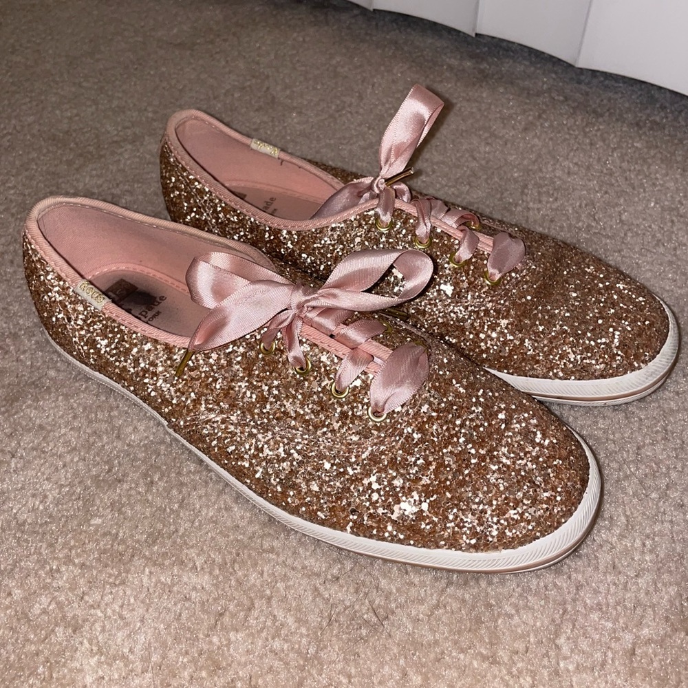 Women's Keds x kate spade New York rose gold glitter 8.5